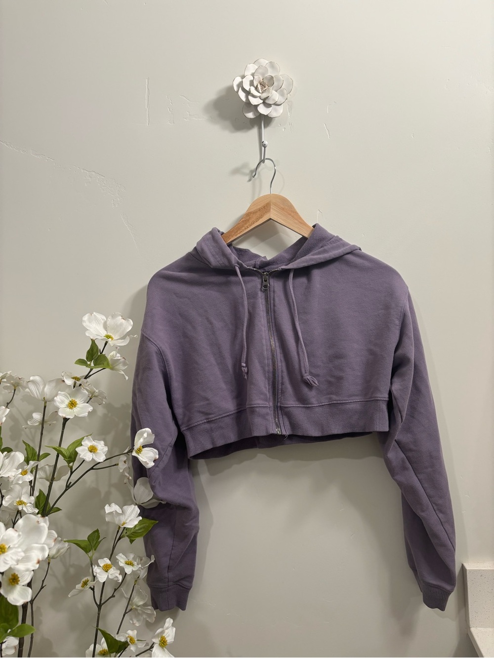 Wild Fable Purple Cropped Zip Up Hoodie